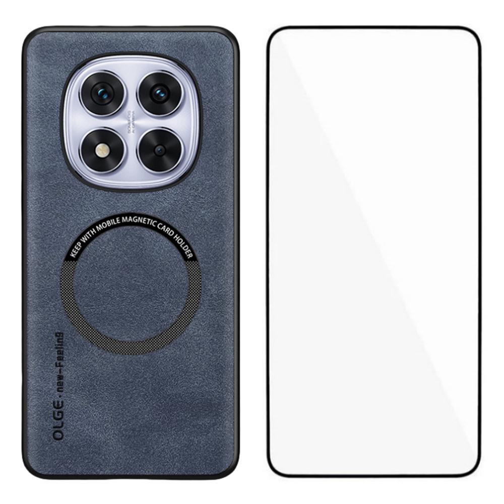 WANLONFENG YBP Series For Xiaomi Redmi Note 14 Pro 4G Magnetic Case with Tempered Glass Film PU+TPU Phone Cover Large Cutout