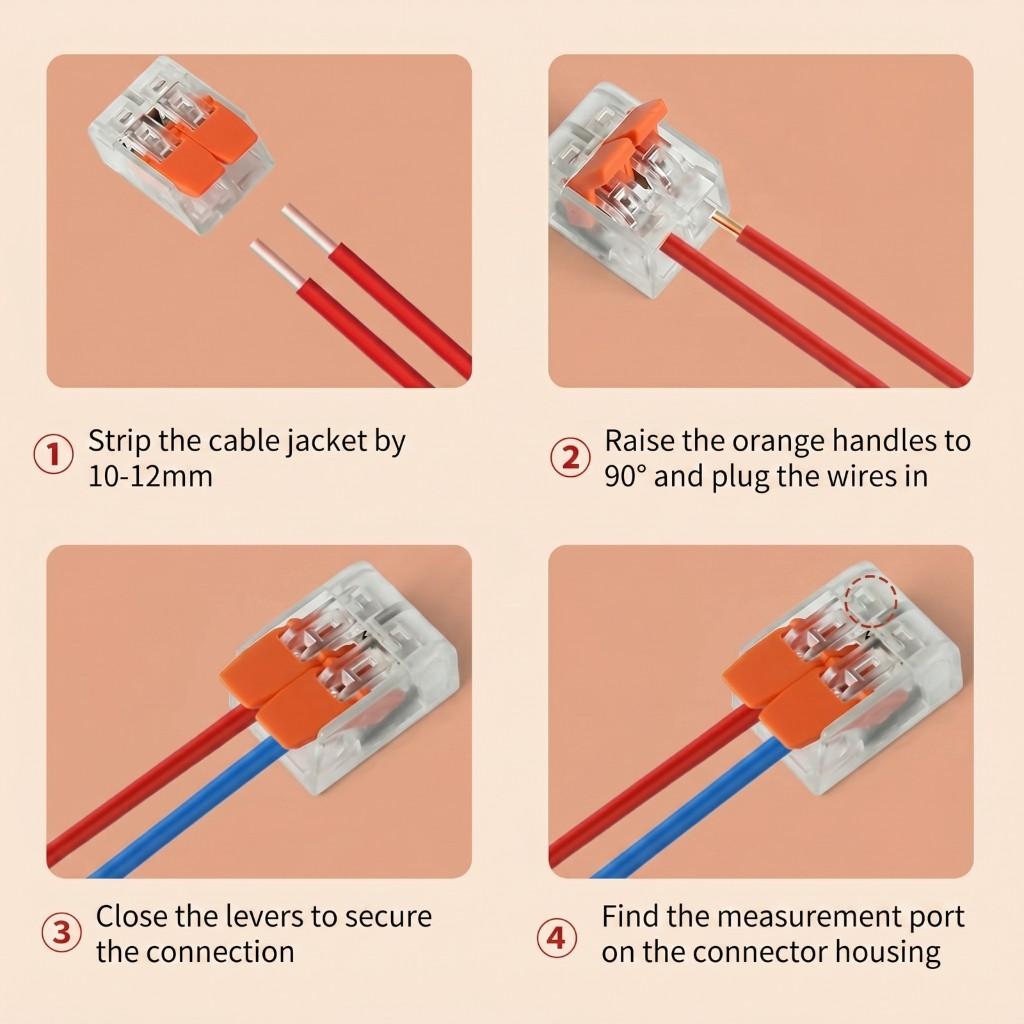 75-Piece Lever Wire Clamp Kit 2-Pin 3-Pin 5-Pin Cable Clamps 4 mm² Electrical Quick Connect Terminals Fire-Resistant PC 32A 450V for Lamps So