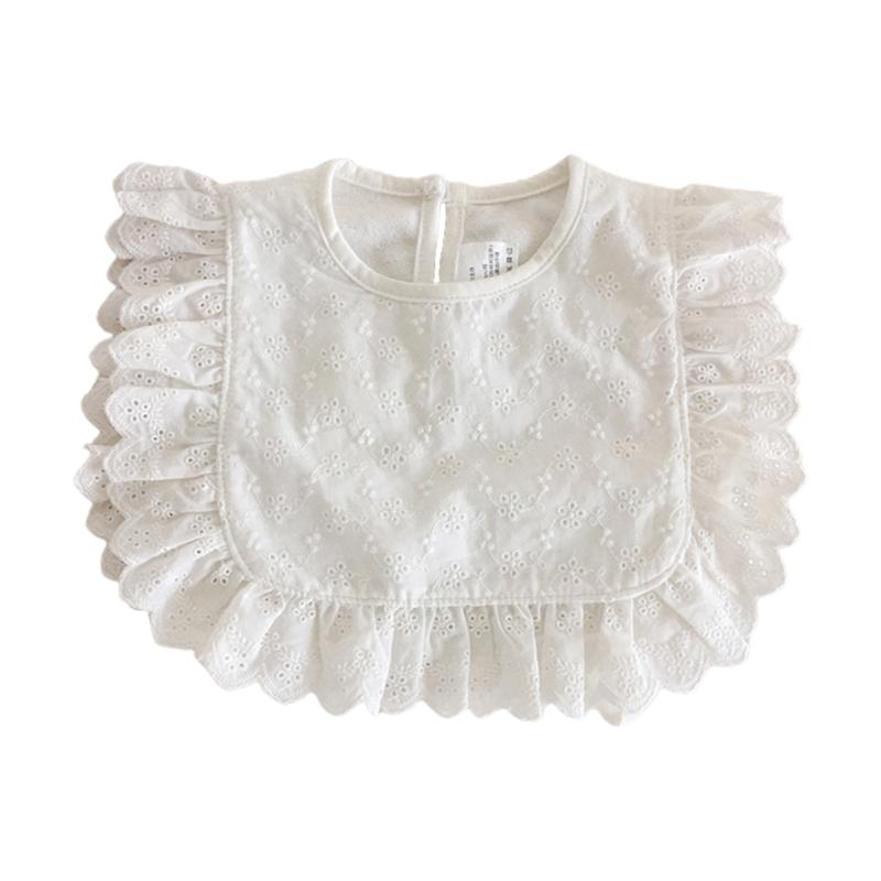 Korean Style Toddler Kids Lace Floral Bibs Cute Hollow Out False Collar Children Clothes Accessiory Pure Color Baby Girls Cotton