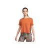 Yoga Dri-FIT Solid Side Split Round Neck Sports Fashion Short Sleeve T-Shirt Women Tops Orange DM7026-246