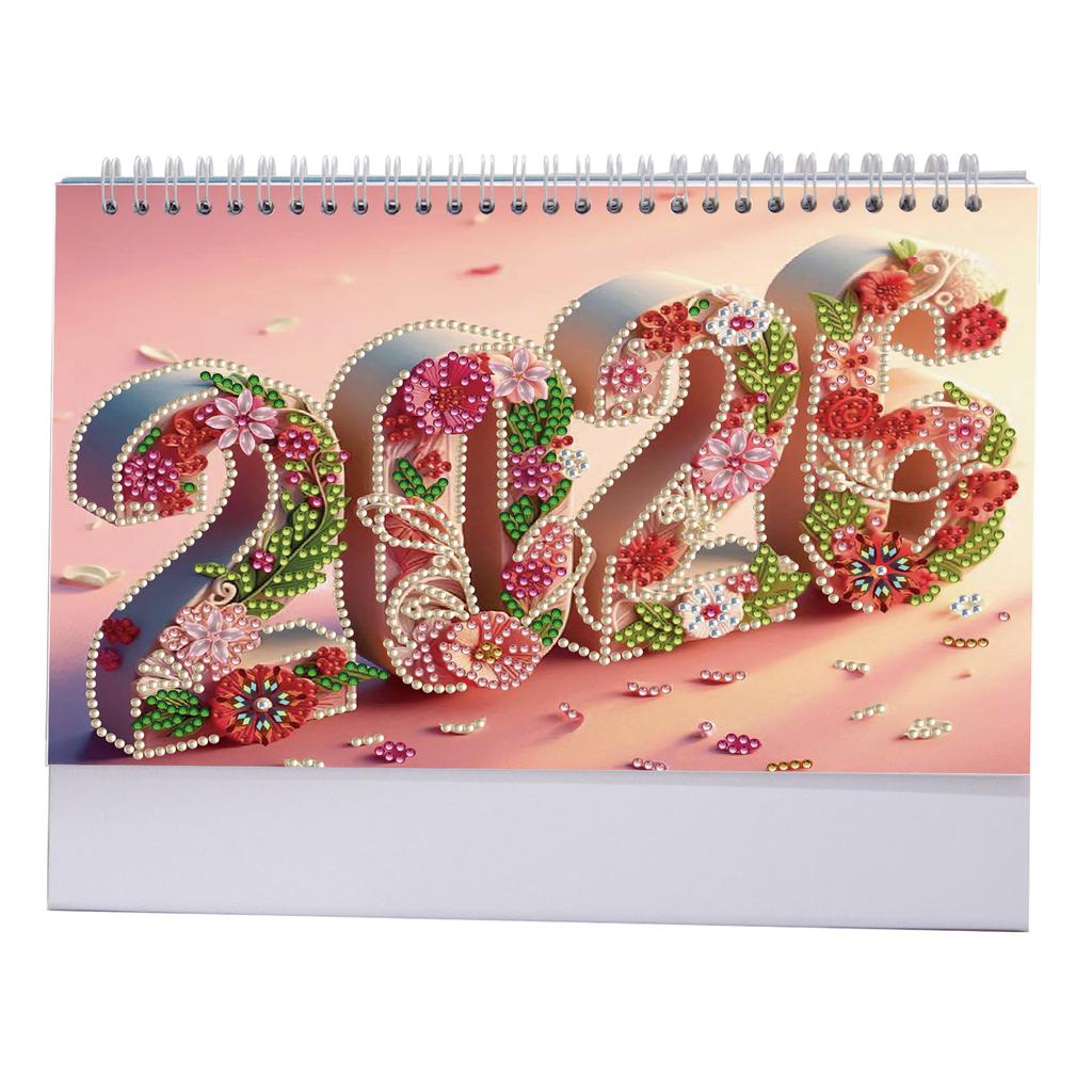 2026 Calendar DIY Diamond Art Desk Calendar with Irregular Shaped Diamonds for Living Room Bedroom Office Desk Gift Giving
