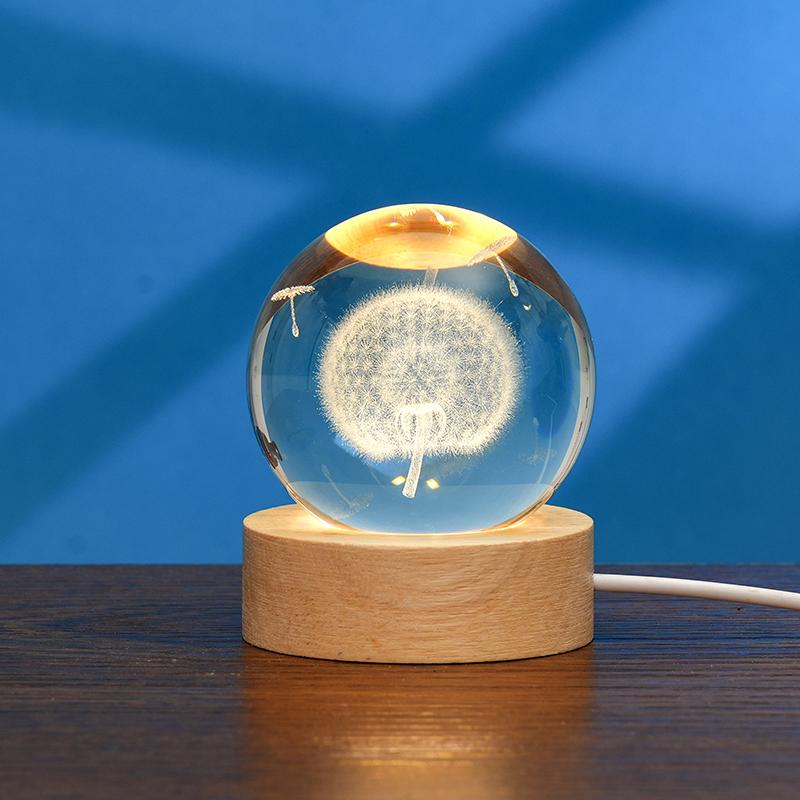 60MM/80MM Kristallkugel mit Holzlampenhalter, Sternenhimmel Engel Mehrere Muster, Innenraumdekoration Ornament