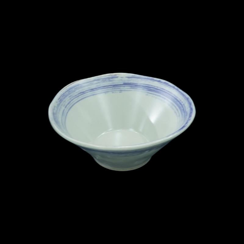 Fulu Donghao 7  Irregular Melamine Noodle Bowl, Blue Rim (Set of 3)