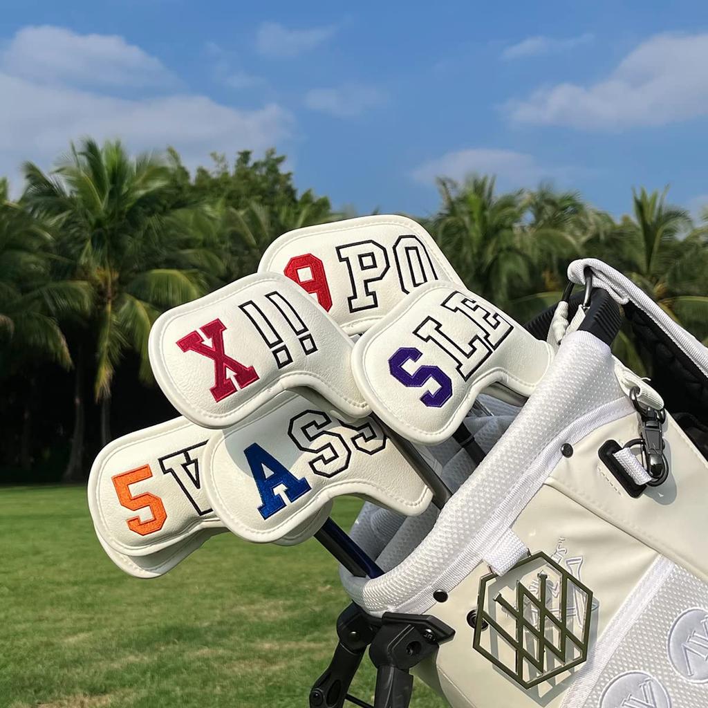 Golf Iron Cover Aliennana Golf Club Head Cover for Irons Set of 10 NEVER SAY IMPOSSIBLE Counted Luxury Embroidery Simple Iron Cover for Women and Men