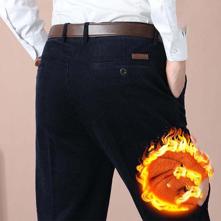 Corduroy Men Trousers Straight Thick Warm Autumn Winter Men Pants High Waist Men's Pants