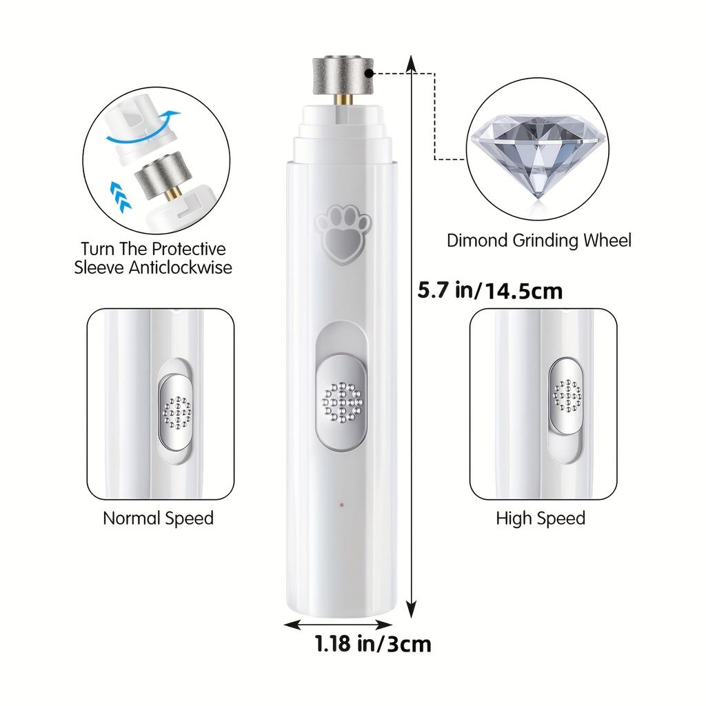 Painless USB Charging Dog Nail Grinders Rechargeable Pet Nail Clippers Quiet Electric Dog Cat Paws Nail Grooming Trimmer Tools