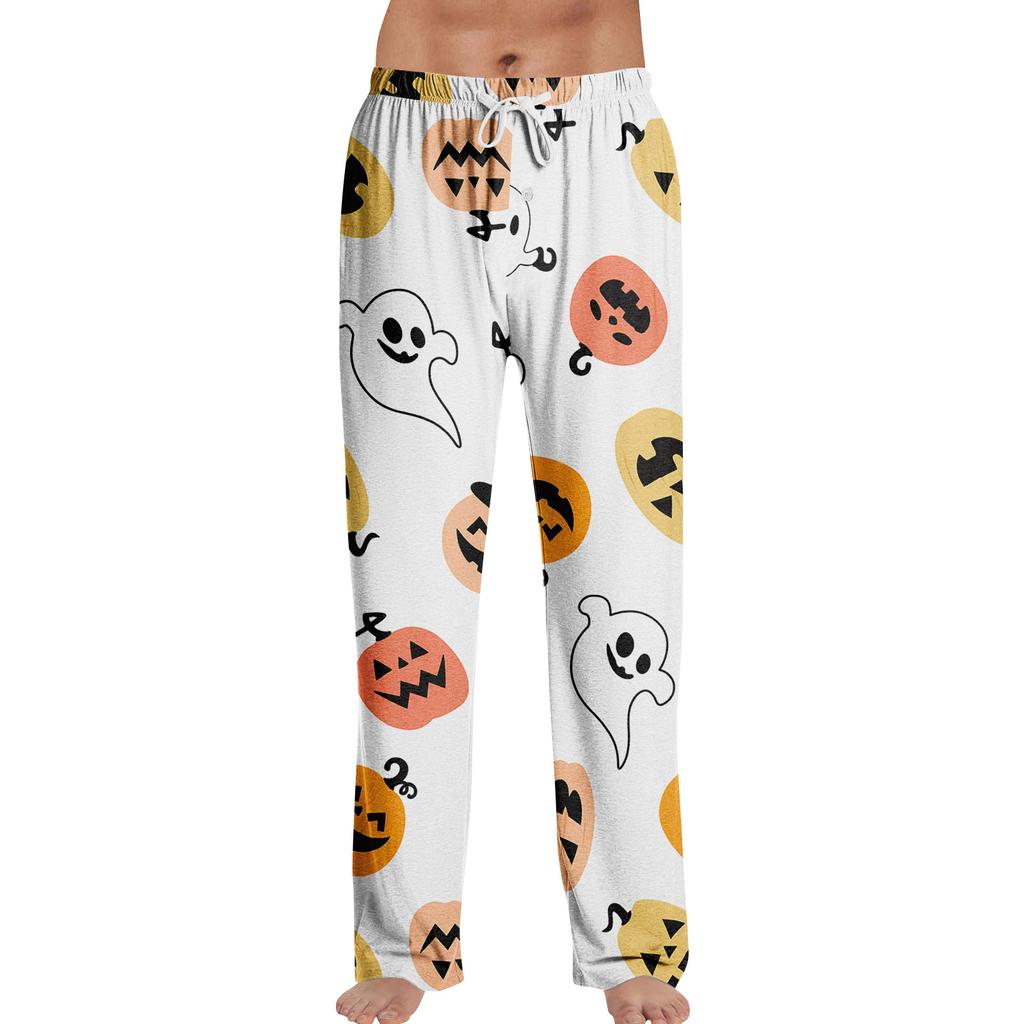 Men's Halloween Print Pajama Pants - Loose Fit Casual Sleep Pants for Home and Holiday Wear