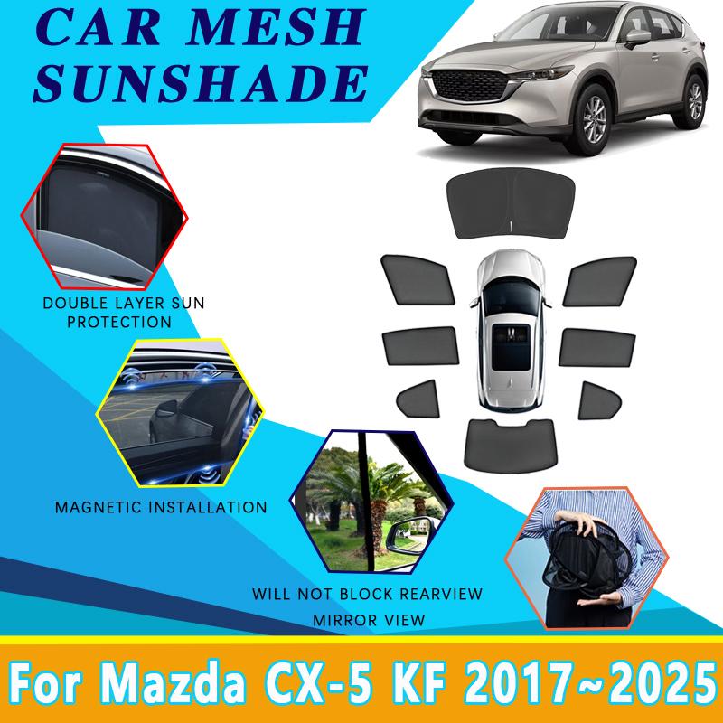 Car Mesh Sun Shades For Mazda CX-5 CX5 CX 5 KF 2017~2024 2025 Magnetic Sunshades Windshield Side Window Visor Tools Accessories