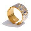 Stainless Steel Metal Wide Double Color Statement Ring for Women 18K PVD Plated Personalized Temperament Jewelry Gift