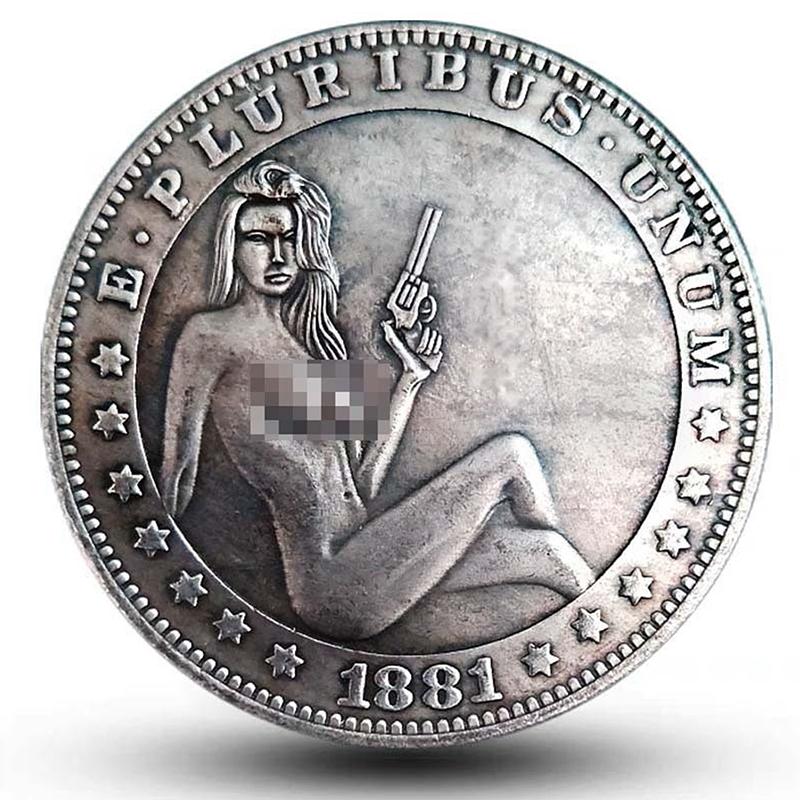 Antique Hobo Coin Sexy Beauty Silver Coin Copper Plated Silver To Make Old Collection Crafts Exquisite Gift