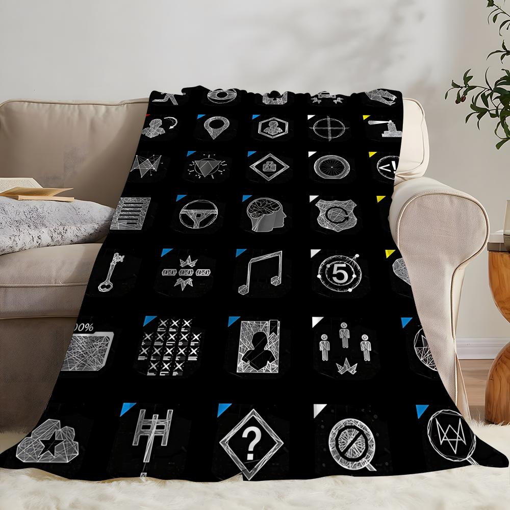 Watch Dogs 2 Throw Kid-Friendly Flannel Throw Blanket Soft Warm Anti-Static Washable All Season