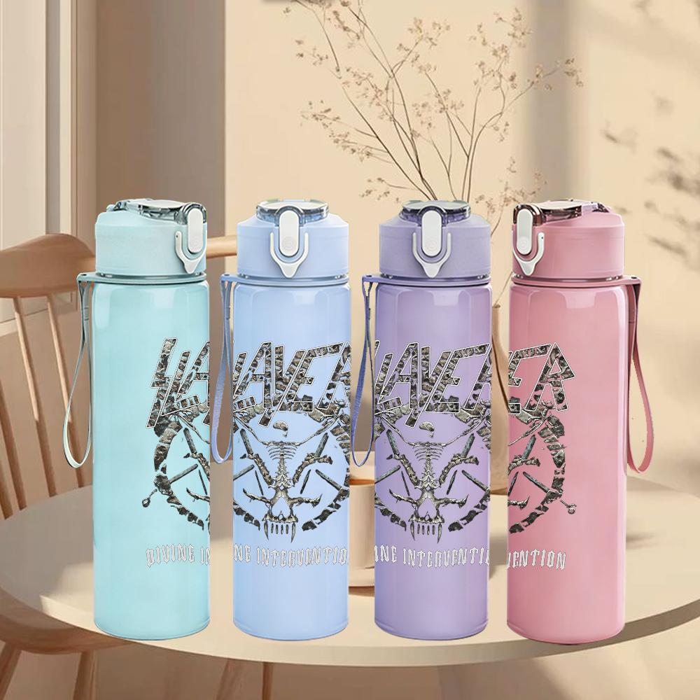 1PC Demon Horn Ornate Minimalist Print 750ml Portable Sports Water Bottle Leakproof Gym Outdoor Travel Drink Cup