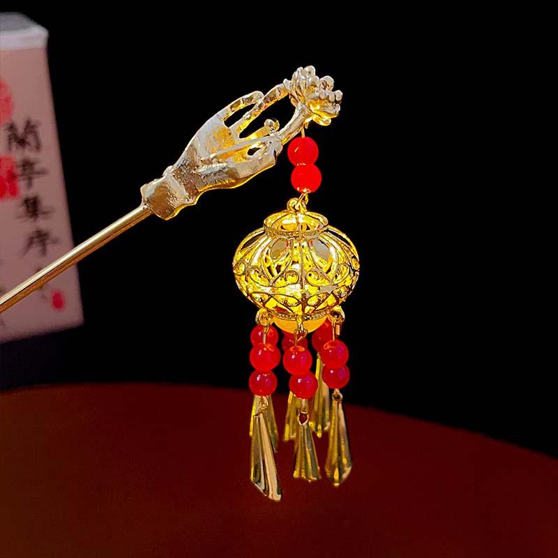 

Китайский фонарь-кролик заколка для волос клипсы палочки для волос светодиодная подсветка аксессуары для волос для женщин детей ретро кисточка с цветком лотоса головные украшения