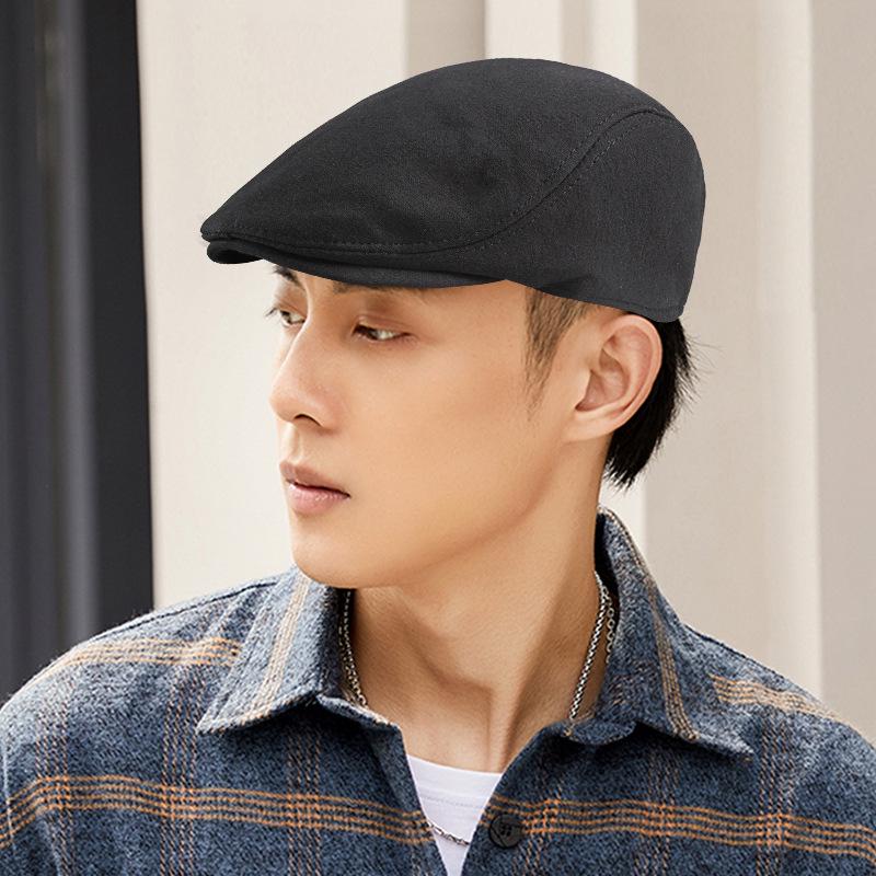 Unisex Retro Duckbill Cap - British Style, Solid Color, Ideal for Spring and Autumn, Perfect for Middle-Aged and Elderly.