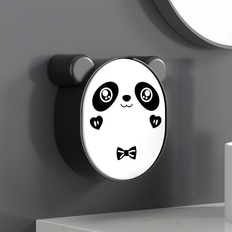 

Cute Cartoon Panda Soap Dish with Lid - Wall-Mounted No-Drill Soap Holder for Bathroom, Drainage Design To Keep Soap Dry & Tidy білий