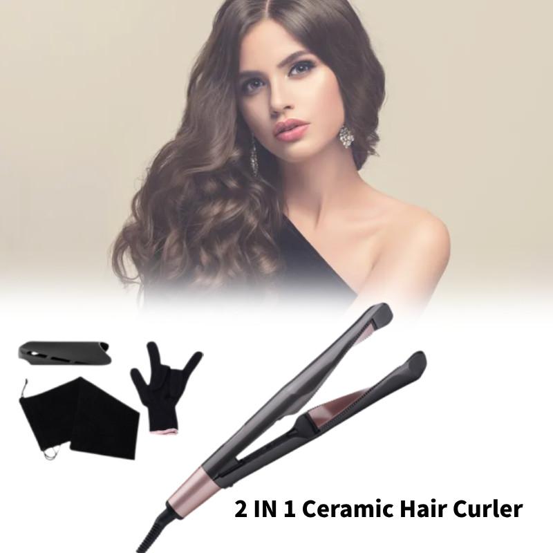 In 2 1 Electric Professional Heat Hair Straightener Curler Curl Tool Styling