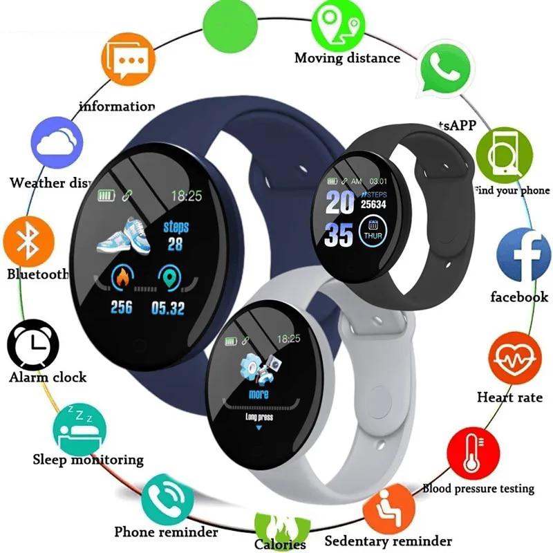 D18 Macaron Real Stepcount Smart Watch Exercise Stepcount Connected Smartwatches For Men and Women Available Android Phone B41
