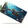 D Flat Posters  Turtle and Coral Reef Aluminum License Plate Frame  Vibrant Underwater Design with Colorful Fish and Coral
