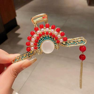 Elegante molletta per capelli Hanfu a forma di squalo con lunga nappa per trucco da donna e accessori per capelli