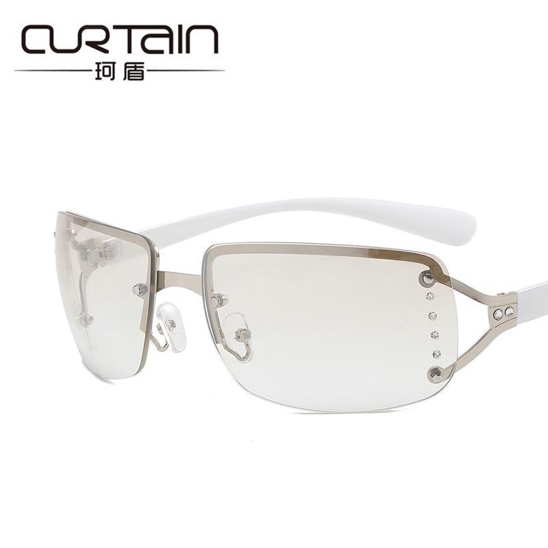 Y2k Trendy Rhinestone Square Sunglasses For Women 2023 New Arrival Frameless Design