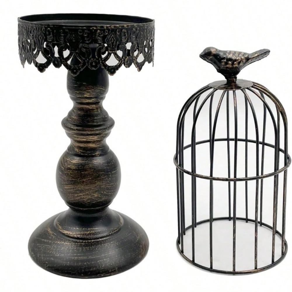 Decorative Birdcage Candle Holder, Vintage Candle Stick Holders, Wedding Candle Centerpieces For Tables, Metal Candlestick Holder Home Decor