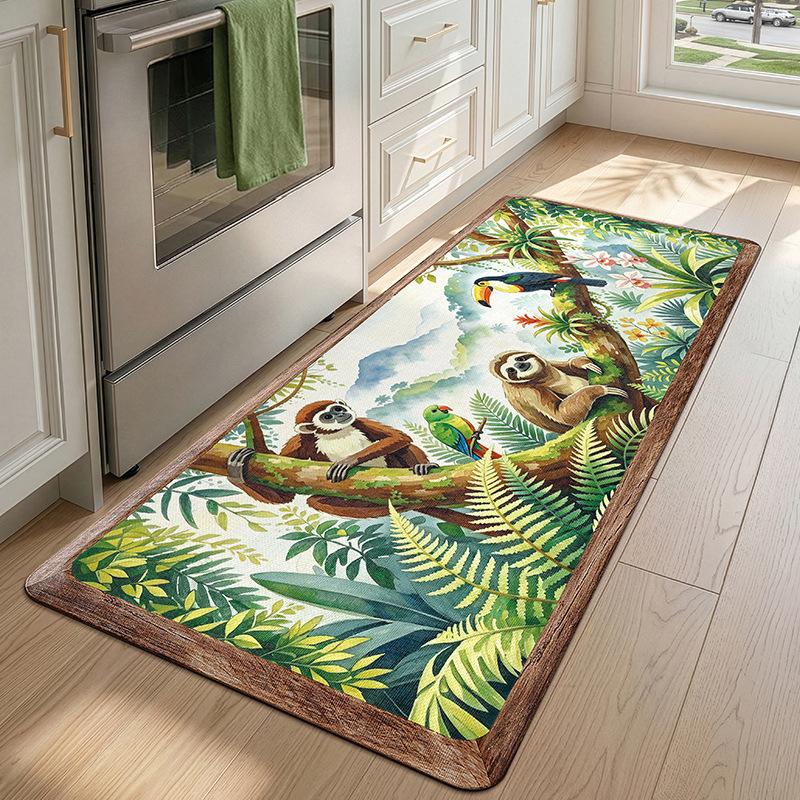Plant Pattern Kitchen Floor Mat - Anti-slip, Oil-absorbent, Washable, Non-staining, Durable, Foot Pad for Home Decoration