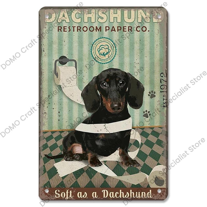 Pet Dog Dachshund Plaques Vintage Metal Plate Drink Coffee Wine Read Book Metal Tin Signs Wall Decor for Bar Pet Shop House