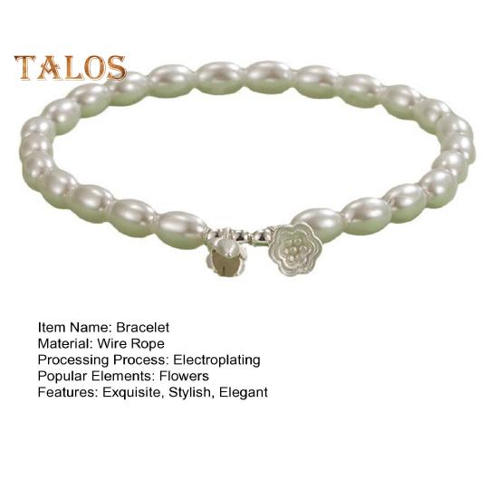 Armreif mit Kunstperlen und Lotus-Anhänger für Frauen, Geschenke zum Muttertag, Hochzeitstag