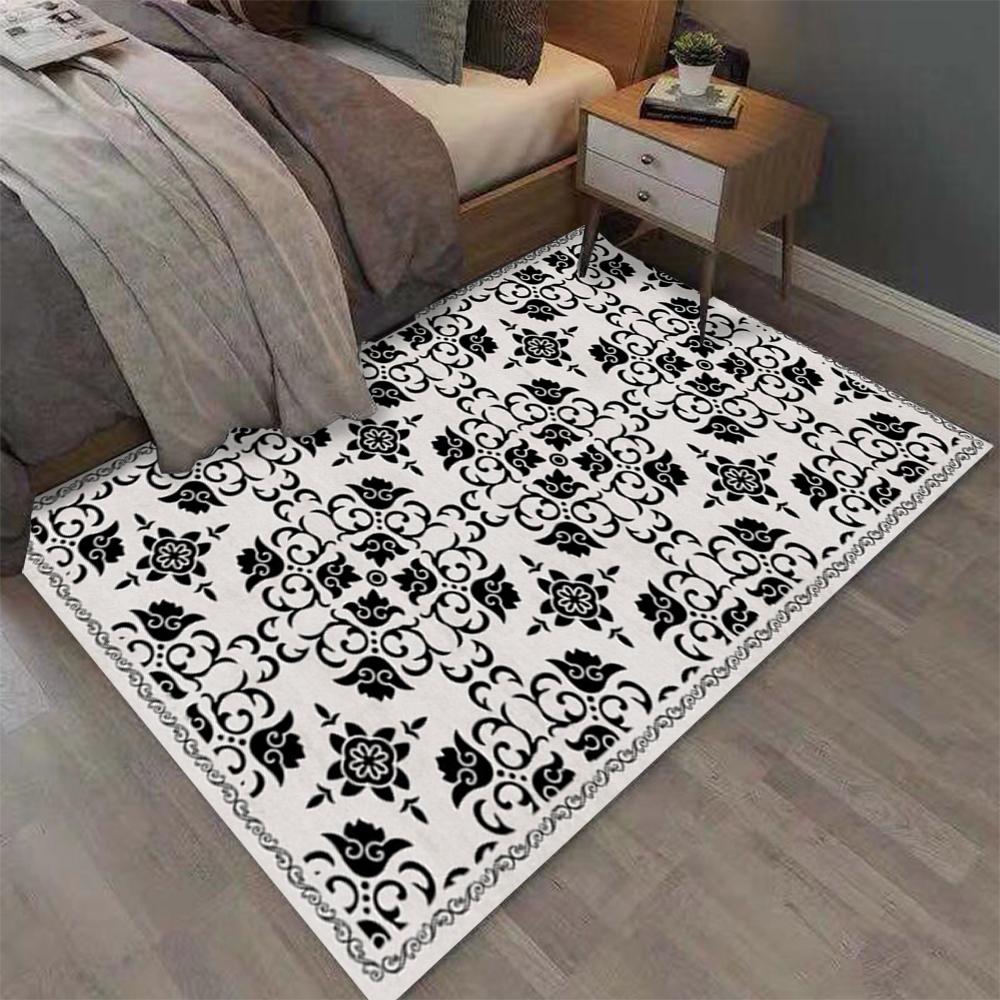 Tappeti Moderni Bianco e Nero con Motivi Floreali Geometrici Tappeti Contemporanei per Soggiorno Decorazioni per Interni Casa