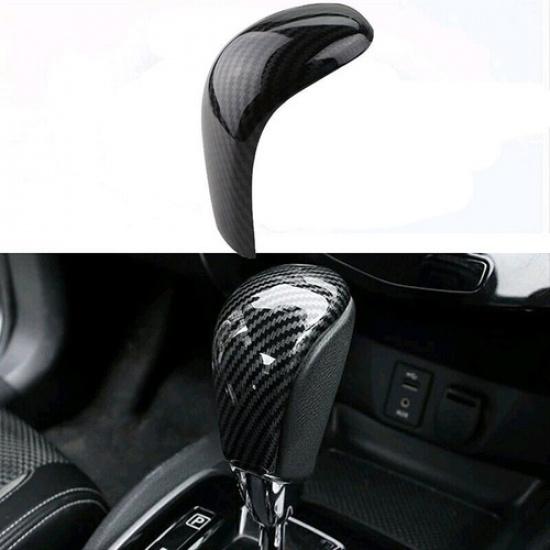 Gear Shift Knob Cover Trim Carbon Fiber Look Fit For Nissan Rogue/X-Trail/Sentra