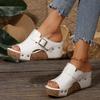Fashion Punk Rivet Decoration Pu Strap Slip On Sandals Women Fashion Chunky Platform Wedge Heels Slippers Metal Buckle Decoration Slides