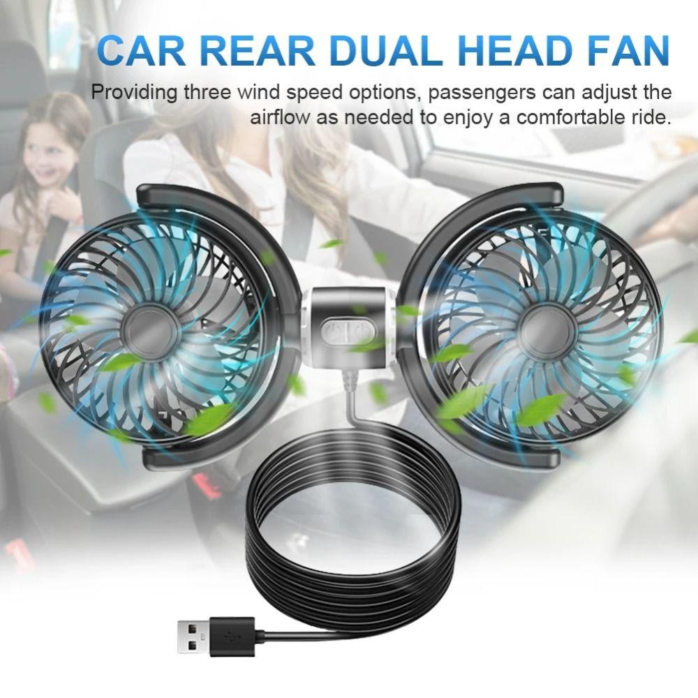 Quiet Double Head Car Fan Multiple Speed Electric Fan Convenient Car Seat Fan  Truck