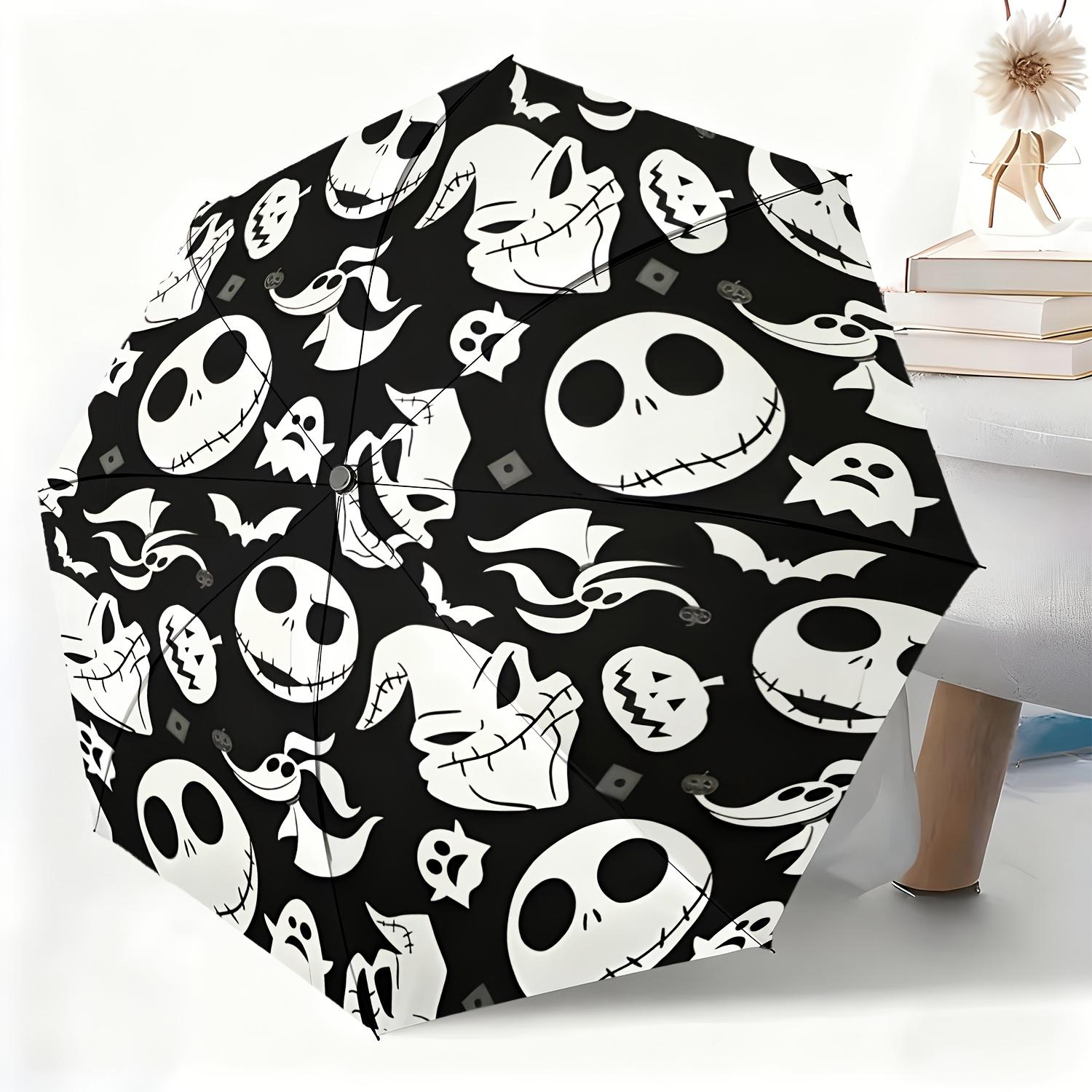 

A Fully Automatic Umbrella Featuring a Jack Skellington Design, Suitable for All Occasions As a Dual-Purpose Umbrella for Sun (as the picture,Iron&8K)