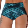 Women's Fish Scale Performance Shorts: Shiny Sequin-like Clubwear for Pole Dance, Mermaid Costume & Festive Swimwear