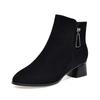 Fashion boots women's 2025 autumn and winter new simple temperament black sheepskin short boots water drop buckle thick heel high heel boots leather