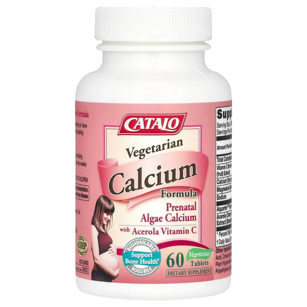 Veggie Calcium Formula, Pregnancy Seaweed Calcium with Acerola Vitamin C, Veggie Tablets 60