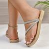Leisure Slippers for Women Casual Flat Low Heels Sweet Basic Women Shoes Solid Bling Leather Slip on Summer Sandals Plus Size