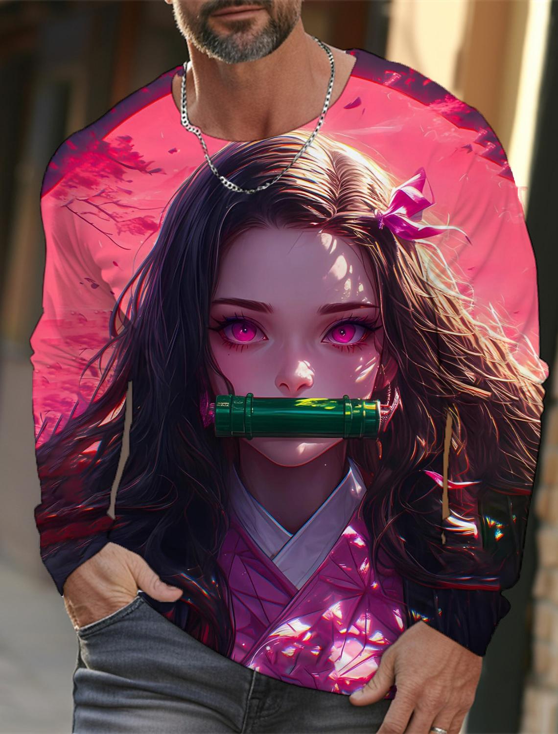 

Мужская футболка с длинным рукавом 3D-печать Анимация HD-печать рисунка Мужская футболка с длинным рукавом Осенние топы Повседневная футболка 6XL