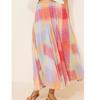Jupe Midi à Taille Haute A-Line pour Femme, Stretch Moyen, Imprimé Carreaux Colorés, Plissée, Fluide, Décontractée, Été, Maxi