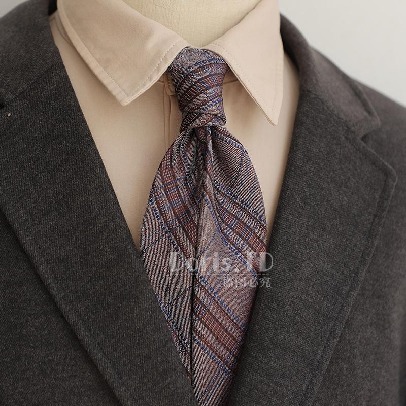 Retro 8Cm Light Luxury Casual Dress Navy Green Brown Pattern Men'S Suit And Tie