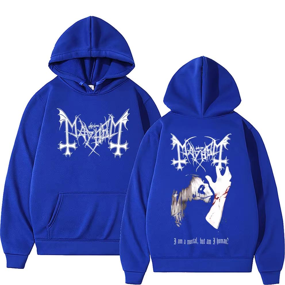 Black Metal Mayhem Print Hoodie  Women Vintage Casual Hooded Tracksuit Fashion Gothic Rock Streetwear