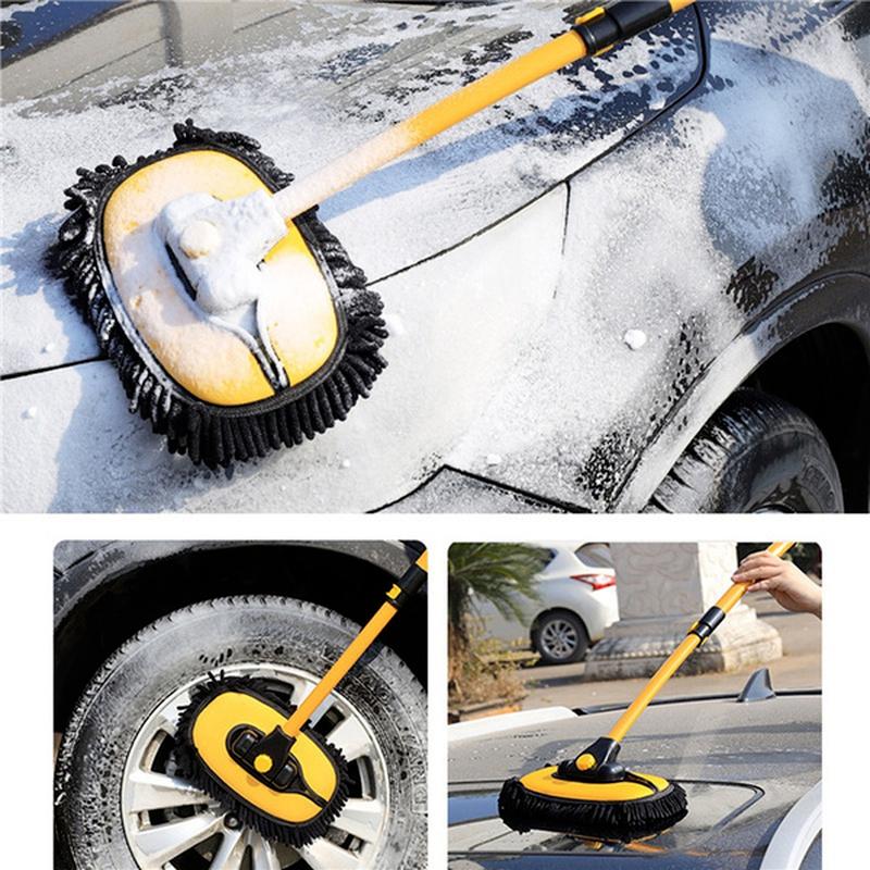 Drehbare Auto-Reinigungsbürste, verstellbarer Teleskop-Reinigungsmopp mit langem Griff, Chenille-Besen, Waschbürstenwerkzeug, Autozubehör