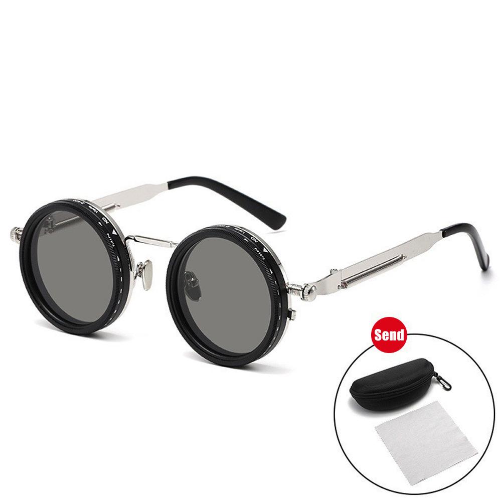 1Pcs Round Sunglasses Adjustable Retro Polarized Dimming Sun Glasses For Outdoor Travel Punk Eyeglasses Shades UV400