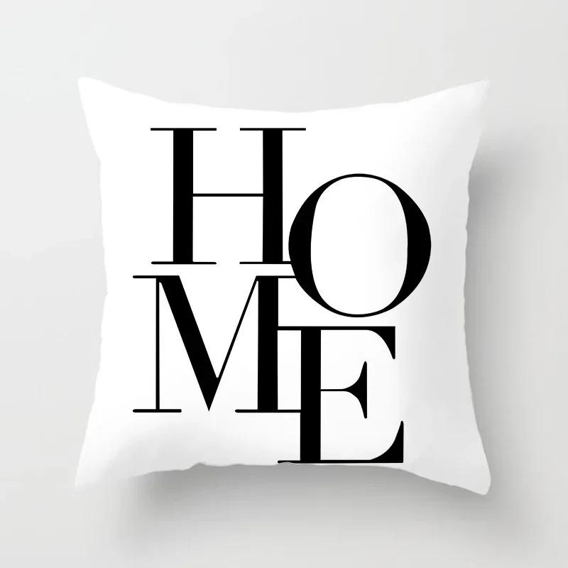 VIKAMA Minimalist Black White Cushion Cover Aesthetic Geometric Print Sofa Pillow Cover Living Room Car Soft Home Decor