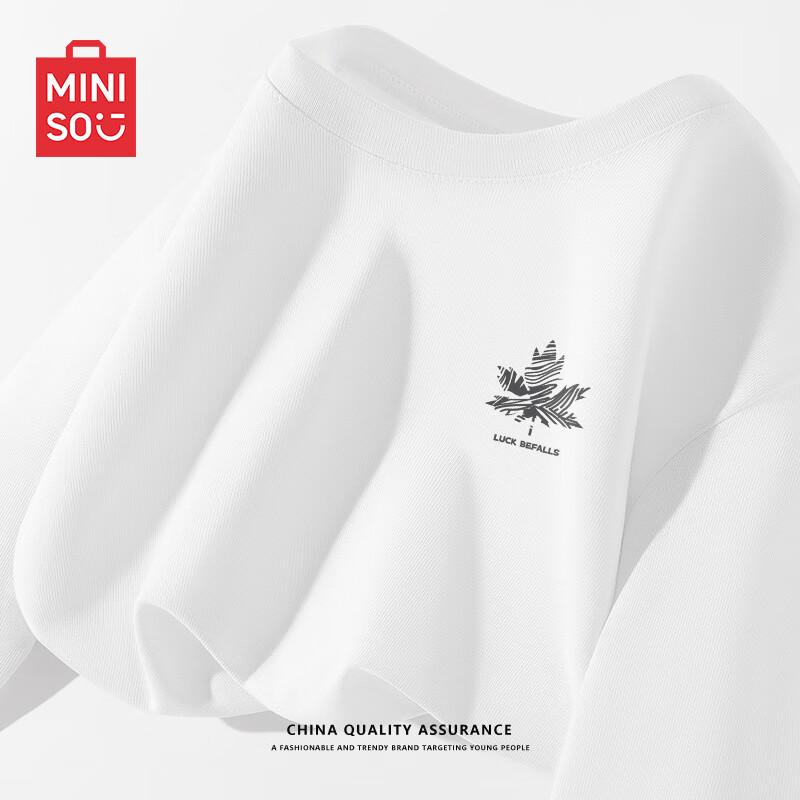 MINISO Men's Relaxed Fit Long Sleeve Cotton T-Shirt