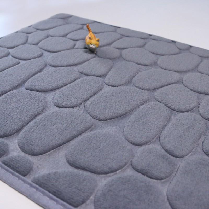 Cross-Border Coral Fleece Embossed Solid Color Stone Bathroom Mat.
