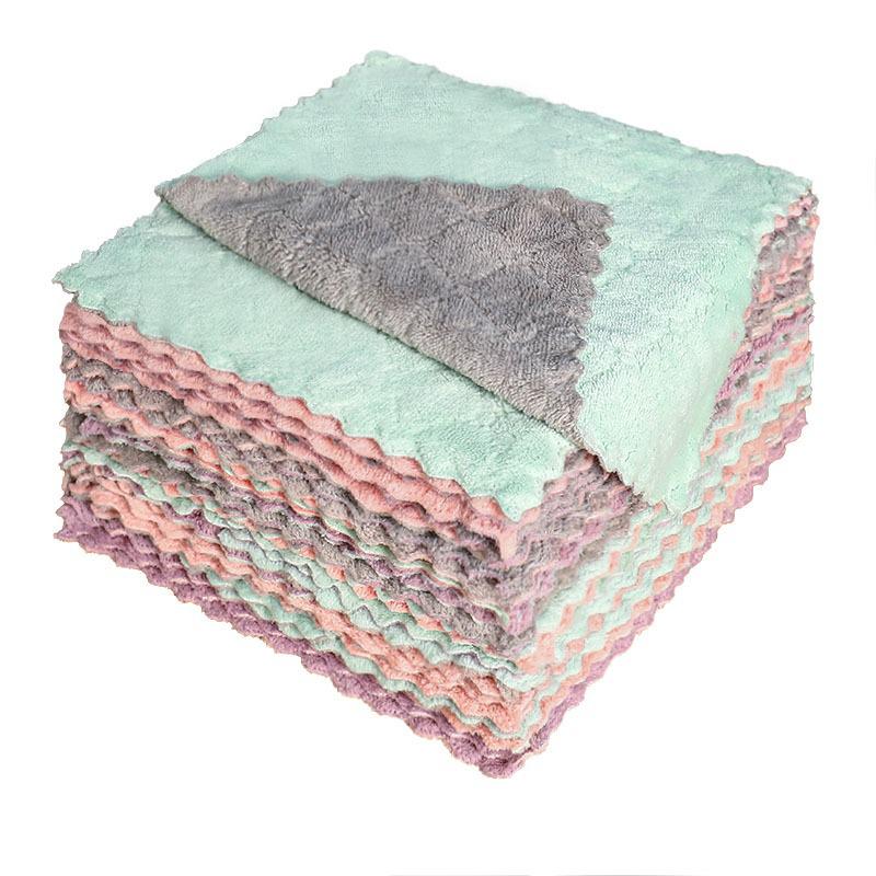 Non-Stick Oil & Lint-Free Kitchen Dishcloth - Water & Oil Absorbent Scouring Towel for Table, Dishes, and Surface Cleaning