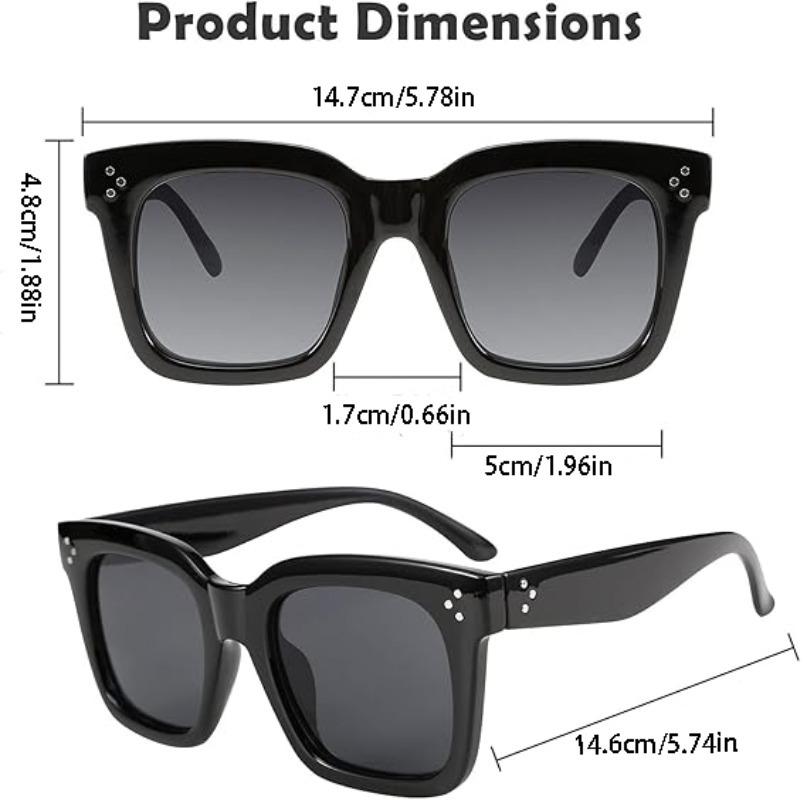 non-polarized Square Oversized Sunglasses Woman Fashion Black Gradient Vintage Rivet Sun Glasses Female Outdoor Shades Driver