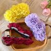 Vintage Solid Color Floral Hair Clip Large Cloth Banana Clip Ponytail Holder Korean Style Vertical Clip Gift