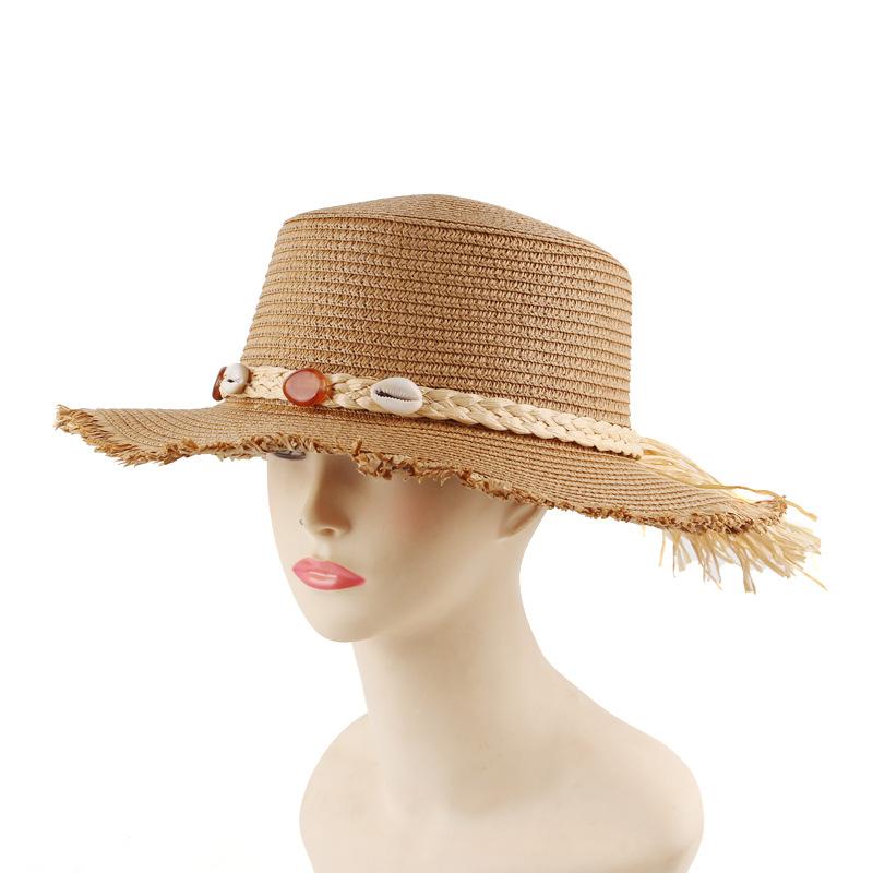 Summer Women's Sunshade and Sunscreen Straw Hat Fashion Casual Flat Top Fringed Top Hat